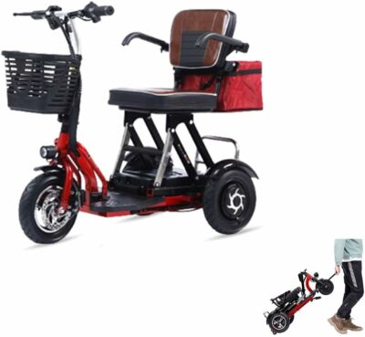 BrightFootBook Tragbarer Mobilitätsroller elektrisch, Reiseroller Erwachsene, 48V20ah 3-Rad-Rollstuhl-Roller-3Geschwindigkeitseinstellung-Kann für Reisen und den täglichen Gebrauch verwendet Werden