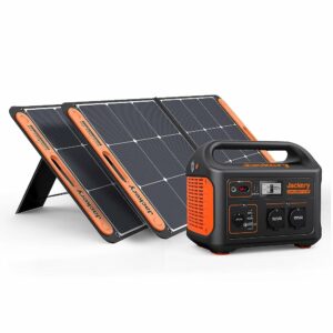 Jackery Solargenerator 1000, 1002WH Tragbare Powerstation mit 2* SolarSaga 100W Solarpanels, 2*230V 1000W AC Steckdose mobile Stromversorgung für Wohnmobil Outdoor, Heimwerken und als Notstromaggregat