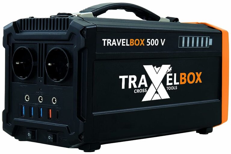 Die ultimative Lösung für reisende Abenteurer: Entdecke den TRAVELBOX 500V Solargenerator mit 555Wh – kompakt, robust und energiereich! 4 TRAVELBOX 500V, Powerstation 500W 555Wh Solargenerator kompakt, 700W Spitzenleistung, 230V, 12V, USB-C/USB 3.0/USB 2.0, Solar, Quickcharge, Robust, Festival Camping, Notstrom, CROSS TOOLS, 68051
